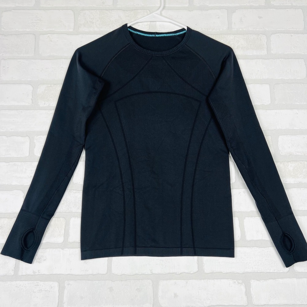 Ivivva Lululemon Swiftly Tech Long Sleeve Shirt Black Thumbholes Youth 12 - Picture 3 of 12
